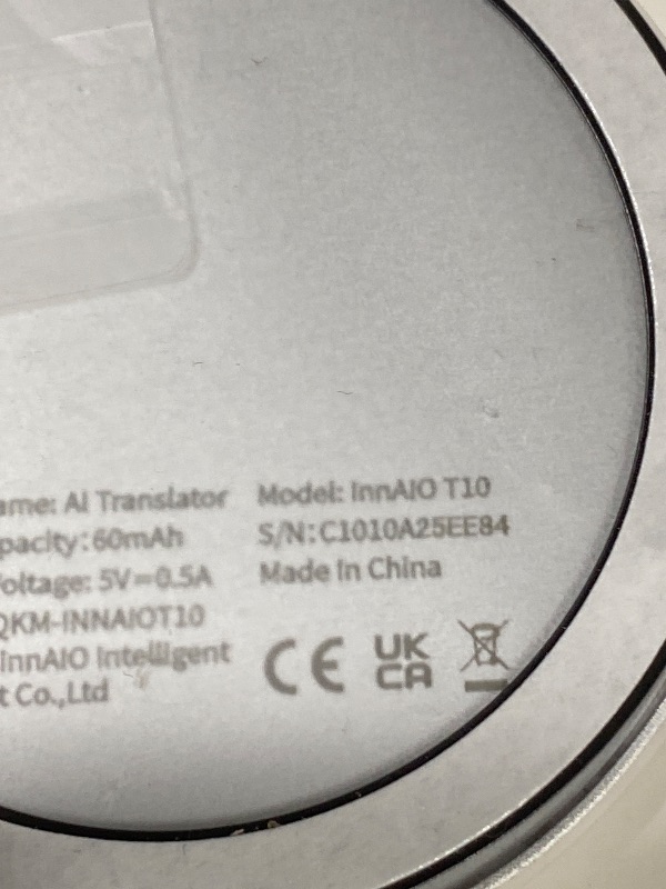 Photo 1 of InnAIO T10 AI Language Translator Device, Real-Time Two-Way Voice Translator with GPT Accuracy & Voice Cloning, Pocket Spanish to English Translator for Travel, Business & Video Calls (140+ Languages)