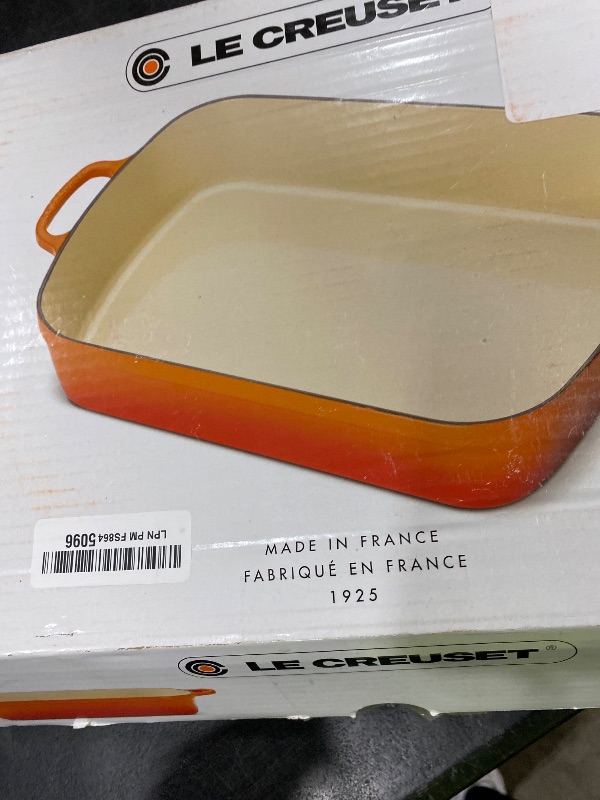 Photo 1 of Le Creuset Enameled Cast Iron Signature Rectangular Roaster, 5.25 qt. (9.8" x 13"), Oyster