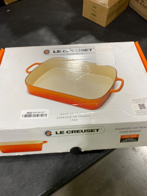 Photo 1 of Le Creuset Enameled Cast Iron Signature Rectangular Roaster, 5.25 qt. (9.8" x 13"), Oyster