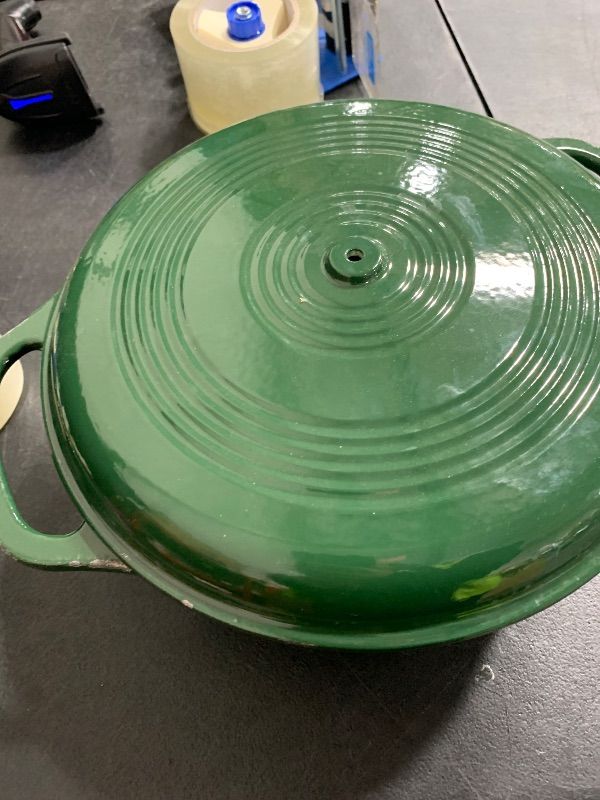 Photo 1 of **********DAMAGED*******
Lodge Essential Enamel Cast Iron Dutch Oven - Perfect for Bread Baking, Braising, Marinating & Slow Cooking - Features Moisture-Sealing Lid & Dual Handles - Kitchen Essentials - 6 Quarts - Evergreen********READ CLERK COMMENTS*****