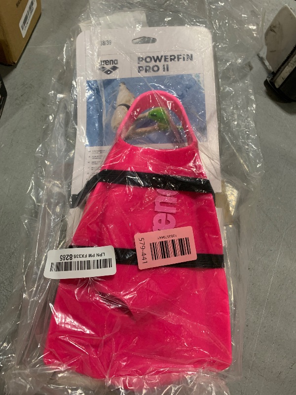 Photo 1 of Arena Unisex Adult Powerfin Pro II Swim Training Fins Men and Women Silicone Short Blade Flippers Left/Right Customized, Pink, Size 6-7