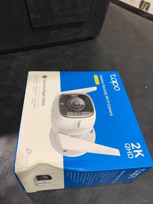 Photo 1 of Tapo ColorPro Wi-Fi Outdoor Camera | Plug-in | Daylight Clarity at Night | 2K QHD | Person/Pet/Vehicle Detection | Local/Cloud Storage | 127° FOV | Built-in Siren C325WB