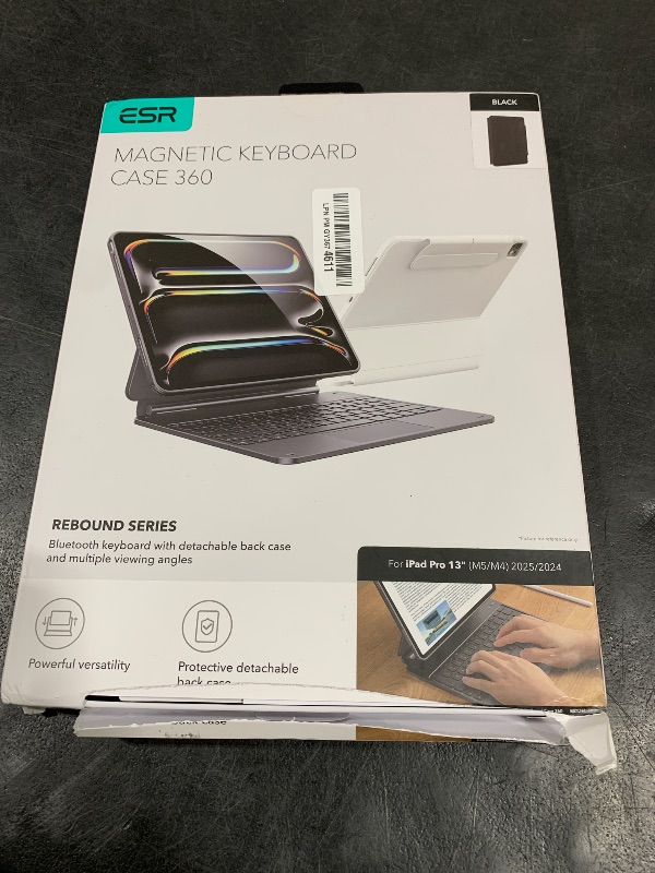 Photo 1 of ESR iPad Pro 13 Inch Case with Keyboard (M5/M4, 2025/2024), iPad Pro 13 Keyboard Case with Easy-Set Magnetic Stand, Portrait/Raised Modes for iPad Pro 13, Removable, Rebound 360 Series, Black