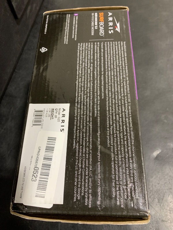 Photo 1 of Arris (G20) - Cable Modem Router Combo - Fast DOCSIS 3.1 Multi-Gigabit WiFi 6 (AX3000), Approved for Comcast Xfinity, Cox, Spectrum & More, 1.0 Gbps Max Speeds, Next-Generation Upload Optimized