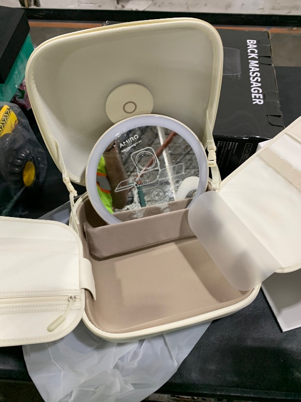 Photo 1 of AMIRO M3 Cube Makeup Bag with Lighted Mirror, Stepless Brightness & 3 Color Modes, MagSafe Magnetic Mirror, Portable Travel Organizer with 1100lux Lighting, 4.5L Storage, Waterproof, 10 inches, White