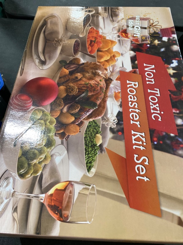 Photo 1 of P&P CHEF 16" Roaster Roasting Pan with Baking Rack and V-shaped Rack, Stainless Steel Rectangular Lasagna Pan with Handles for Turkey Chicken, Healthy & Dishwasher Safe, 3 Pieces, Silver