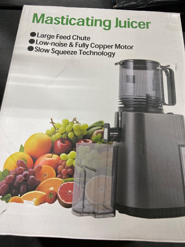 Photo 1 of Cold Press Juicer, 5.5inch Wide Feed Chute Juicer Machine, Slow Masticating Juicer for Whole Vegetables & Fruits, Gray