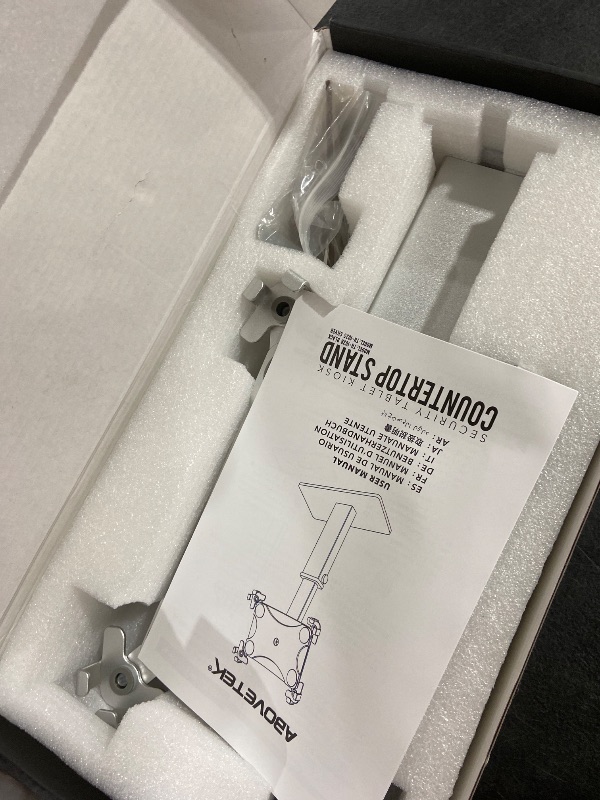 Photo 1 of AboveTEK Anti-Theft iPad Kiosk Stand, 360 Rotation & Adj. Height 8.3"–13.4", Heavy-Duty Steel & Aluminum, Fits 9.7"-13" Tablets, Security Retail POS Tablet Stand for Business & Commercial Use (Silver)