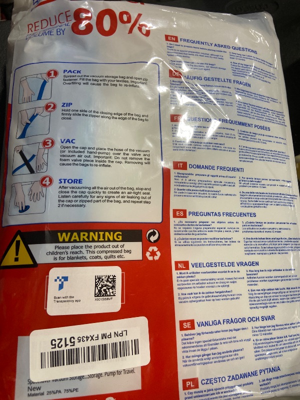 Photo 1 of 10 Pack Medium Vacuum Storage Bags for Comforters, Blankets & Clothes – Vacuum Sealed Compression Bags with Hand Pump – Space Saver Storage Bags for Bedding, Moving, Travel & Organization