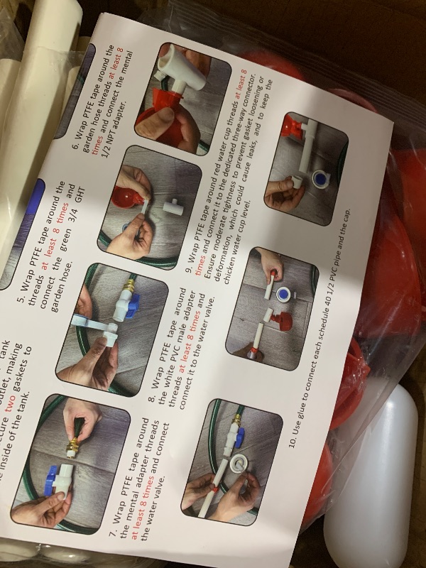 Photo 1 of CANVINO Automatic Chicken Waterer System (45 Accessories Included), Complete PVC Pipelines Set with Chicken Water Cups, Float Valve and Garden Hose, DIY Chicken Watering System (No Bucket Included)