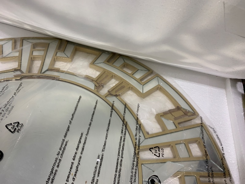 Photo 1 of Chende Large Gold Mirrors for Decor, 44'' Round Wall Mirrors for Dining Room Entryway, Elegant Decorative Mirror with Wooden Frame for Living Room, Bedroom, Fireplace