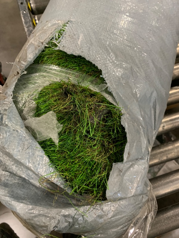 Photo 1 of XLX TURF Thick Realistic Artificial Grass Rug- 7 FT X 13 FT, Pet Safe Fake Grass Turf Carpet for Landscape Outdoor Indoor Use, 1.38" Pile Height, 4 Tones Green