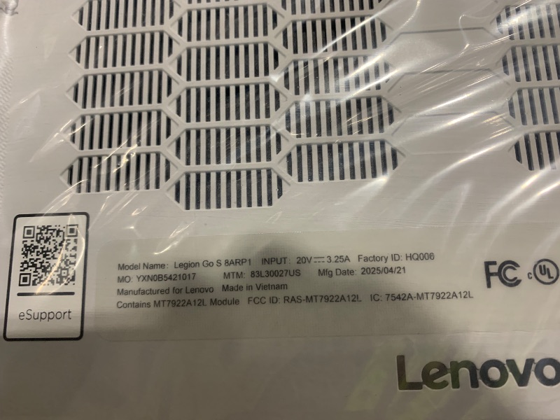 Photo 1 of Lenovo Legion Go S - 2025 - Mobile Gaming Console - AMD Radeon graphics - 8" PureSight IPS Display - 120Hz - AMD Ryzen™ Z2 Go - 16GB Memory - 512GB Storage - Glacier White - Free PC Game Pass