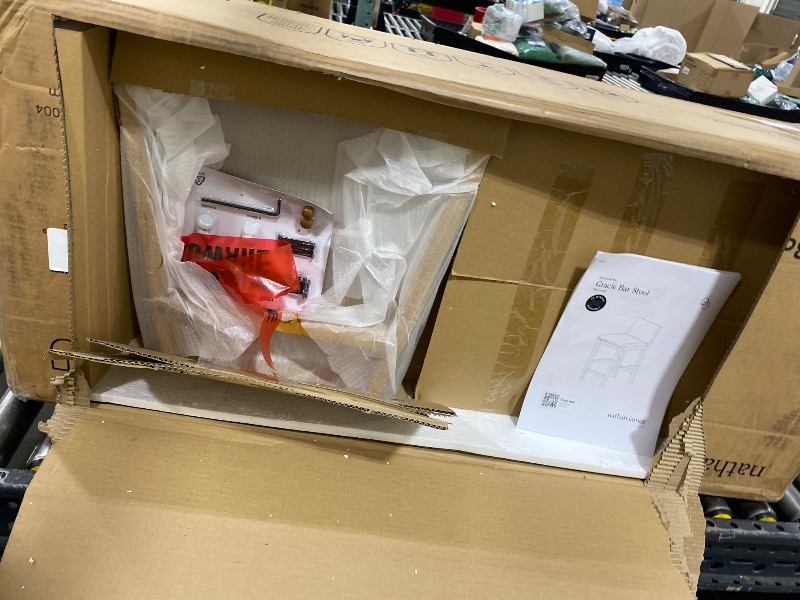 Photo 1 of Nathan James Gracie Modern Counter Height Bar Stool with Back, Counter Stool Upholstered Chair with Natural Textured Linen and Brushed Wooden Legs, Cream Boucle/Light Brown, Set of 2