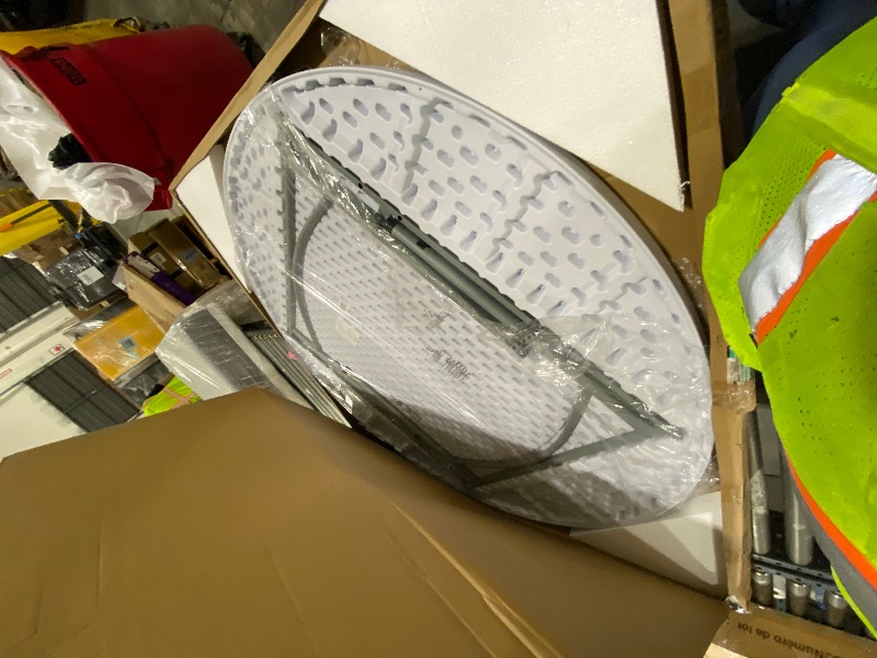 Photo 1 of Flash Furniture 5' Round All-Occasion Plastic Folding Event Table for Parties and Trade Shows, Folding Banquet Table for Indoor/Outdoor Events, White