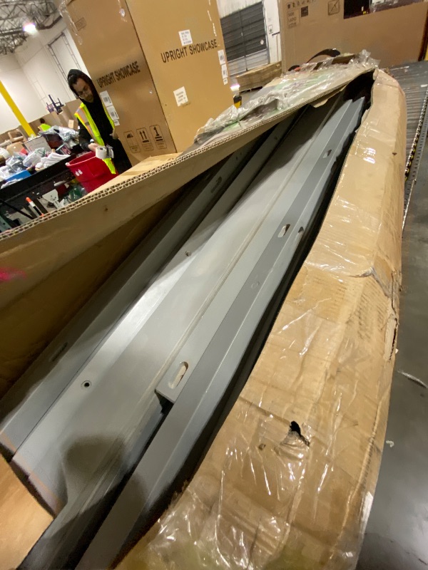 Photo 1 of MATERIAL IS WOOD NOT PLASTIC, MISSING PIECES*************Outdoor Storage Shed 5 x 3FT, Resin Shed with Floor and Lockable Door, Plastic Sheds for Garbage Can, Tool, Accessories, Lawn, Garden - Grey