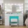 Photo 1 of BROKEN MIRRIOR ----------------------------------------------------------------------------------------LIVELYGLOW Vanity Desk with Smart LED Lighted Mirror, Built-in Power Outlet, Large Storage Drawer, Modern Minimalist Makeup Dressing Table for Bedroom,W