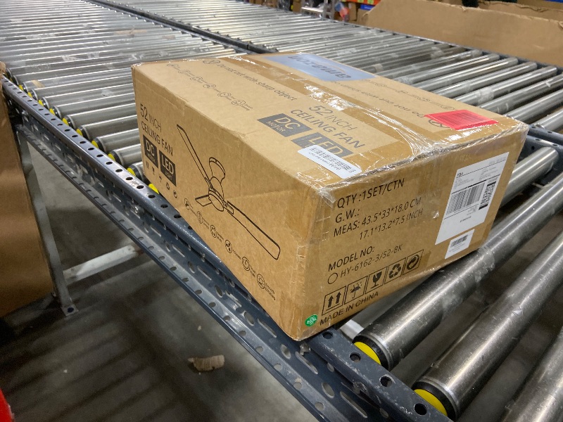 Photo 1 of Dolavast Ceiling Fans with Lights, 52 inch Low Profile Ceiling Fan with Light and Remote Control, Flush Mount, Reversible, 3CCT, Dimmable LED, Noiseless, Black Ceiling Fan for Bedroom, Living Room