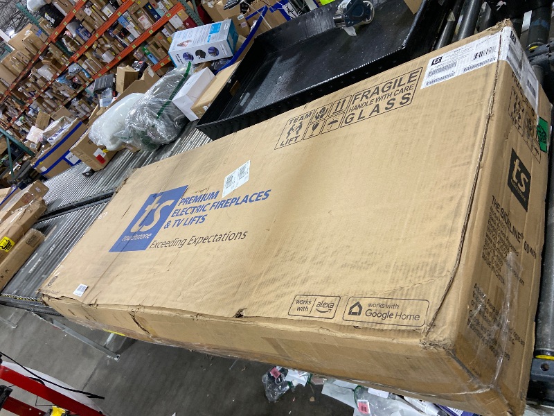 Photo 1 of Touchstone Smart Electric Fireplace-The Sideline 60" Wide-in Wall Recessed - 30 Realistic Ember Color/Flame Options - 1,500W Heater w/Thermostat - Log & Crystal Hearth Options - Alexa/WiFi Enabled