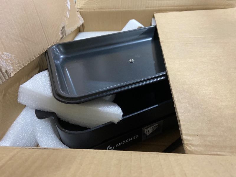 Photo 1 of AMZCHEF Double Induction Cooktop with Removable Griddle Pan Non-stick, 1800W 2 burner Portable Induction Stove With Sensor Touch 9 Power Levels, 99 Min Timer, Black