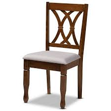 Photo 1 of Contemporary Grey Fabric Upholstered and Walnut Brown Finished Wood 4-Piece Dining Chair Set