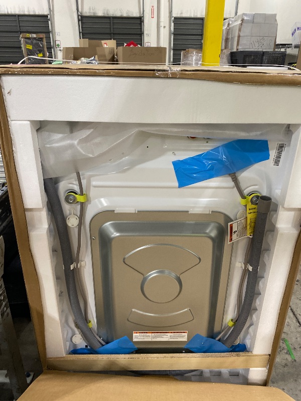 Photo 1 of BLACK+DECKER 4.5 Cu. Ft. Front Load Washer, Full Size Washing Machine with 12 Cycles, ENERGY STAR certified Washer Machine, Hot & Cold Inlet Hoses, LED Display, 120V, BFLW45M, White