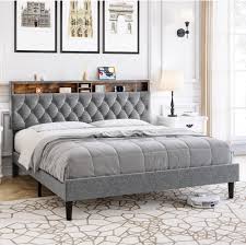 Photo 1 of FULL SIZE BED FRAME GREY UPHOLSTERED