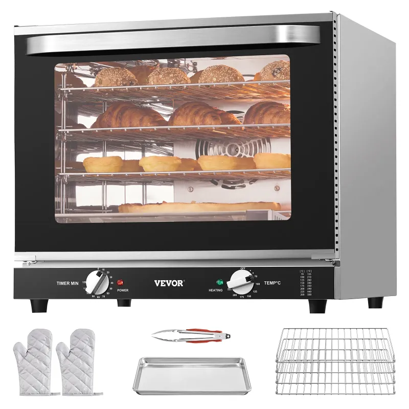 Photo 1 of VEVOR Commercial Countertop Oven, 66L 4-Tier Toaster Oven, 2800W Electric Baking Oven with Tempered Glass Door, Wire Racks Clip Tray Gloves, Stainless Steel Commercial Oven for Restaurant Bakery