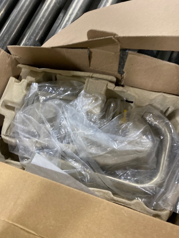 Photo 1 of Moen Gibson Two-Handle High Arc Widespread Modern Bathroom Sink Faucet for 3-Hole Setups with Valve Included, Brushed Nickel, TV6142BN