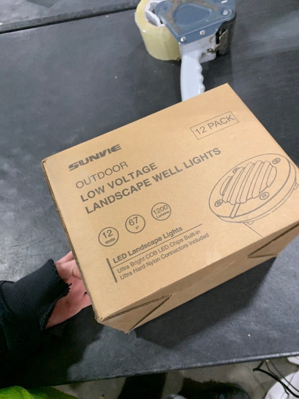 Photo 1 of SUNVIE 12W Low Voltage Landscape Lighting with Connectors 1200LM Ultra Bright Well Lights Landscape LED In Ground Waterproof Outdoor Warm White Paver Lights for Garden Yard Driveway 12 Pack