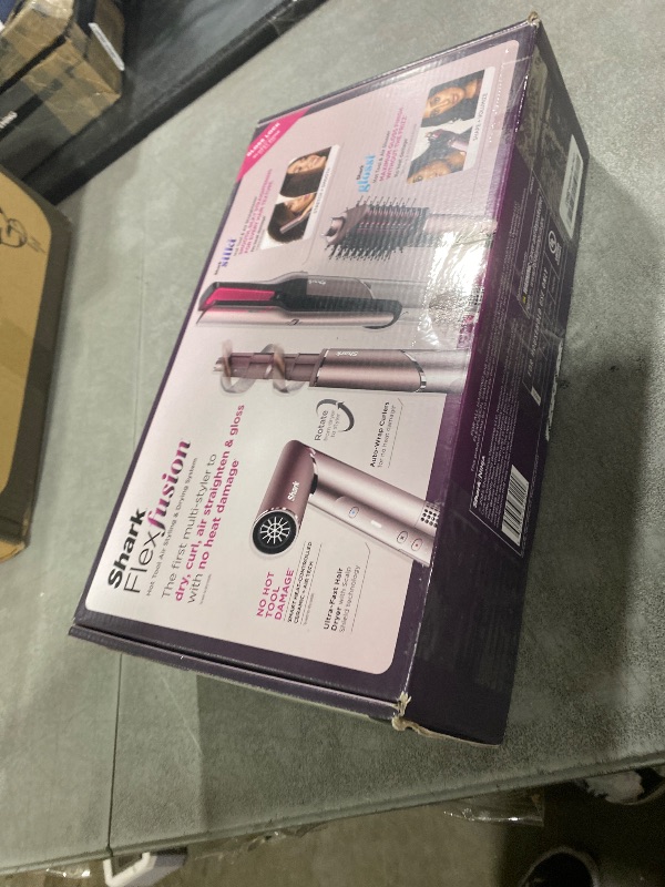 Photo 1 of Shark FlexFusion Hair Straightener & Powerful Hair Dryer with Fusion Hair Brush, Ceramic Air Styler with Auto-Wrap Curlers & Concentrator, Ceramic Plates, Cosmic Blush HD641S