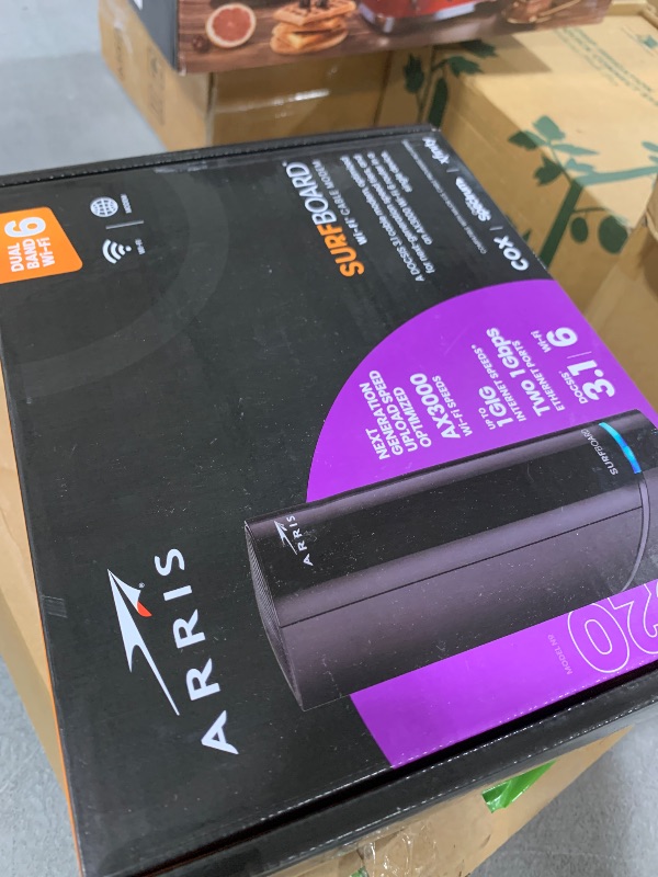 Photo 1 of Arris (G20) - Cable Modem Router Combo - Fast DOCSIS 3.1 Multi-Gigabit WiFi 6 (AX3000), Approved for Comcast Xfinity, Cox, Spectrum & More, 1.0 Gbps Max Speeds, Next-Generation Upload Optimized