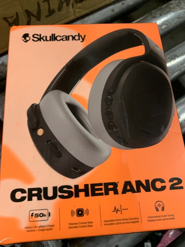 Photo 1 of Skullcandy Crusher ANC 2 Wireless Over-Ear Bluetooth Headphones with Multi-Sensory Bass, Active Noise Cancelling, Up to 60 Hours Battery, Microphone for iPhone Android - Black/Asphalt