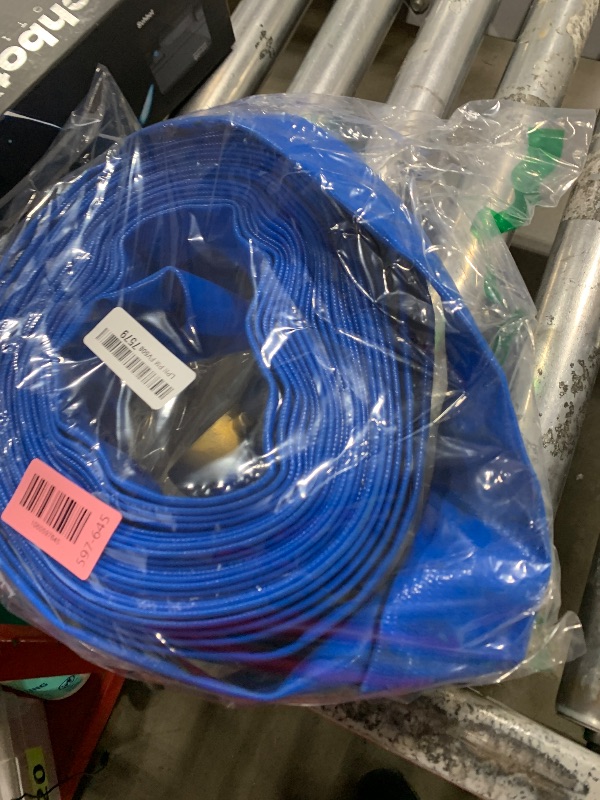 Photo 1 of 1-1/2" x 50? PVC Lay Flat Water Pump Discharge Hose With Aluminum Pin Lug Fittings, Heavy Duty Reinforced Pool Backwash Hose Assembly