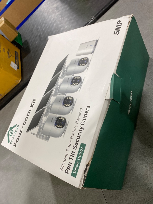 Photo 1 of SOLIOM- 5MP Security Cameras Wireless Outdoor, No Subscription & Solar Powered,4-Cam Pack Cameras for Home Security with 360° Auto Motion Tracking, 3K Color Night Vision,5G & 2.4G Router Compatible