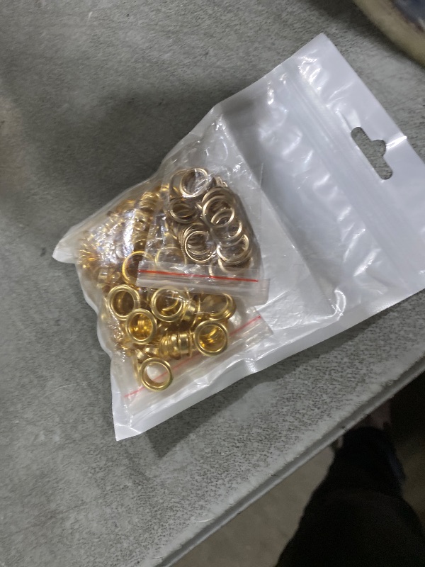 Photo 1 of 100 Sets Copper Grommets Eyelets, Gold 3/8-Inch 3/8" Grommet Solid Brass Metal Eyelets with Washers for Leather Belt Shoes Crafts