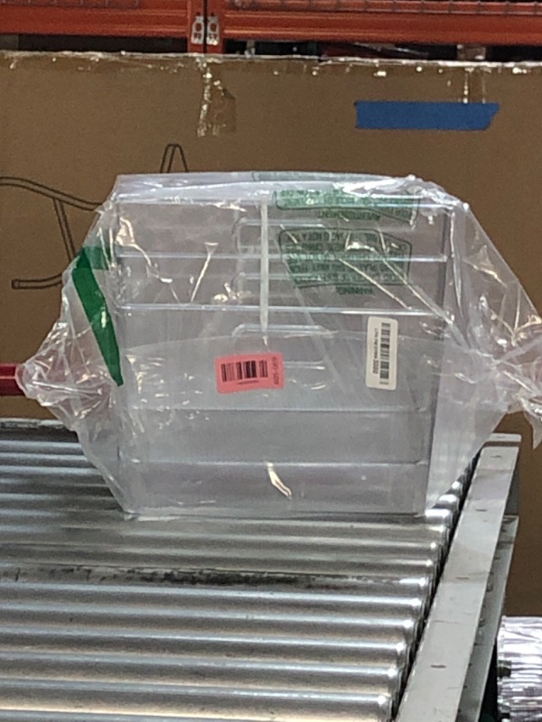 Photo 1 of (one basket is damaged Isaac Jacobs 3-Pack XL Clear Storage Bins with Handles, Plastic Organizer for Office, Home, Kitchen, Pantry