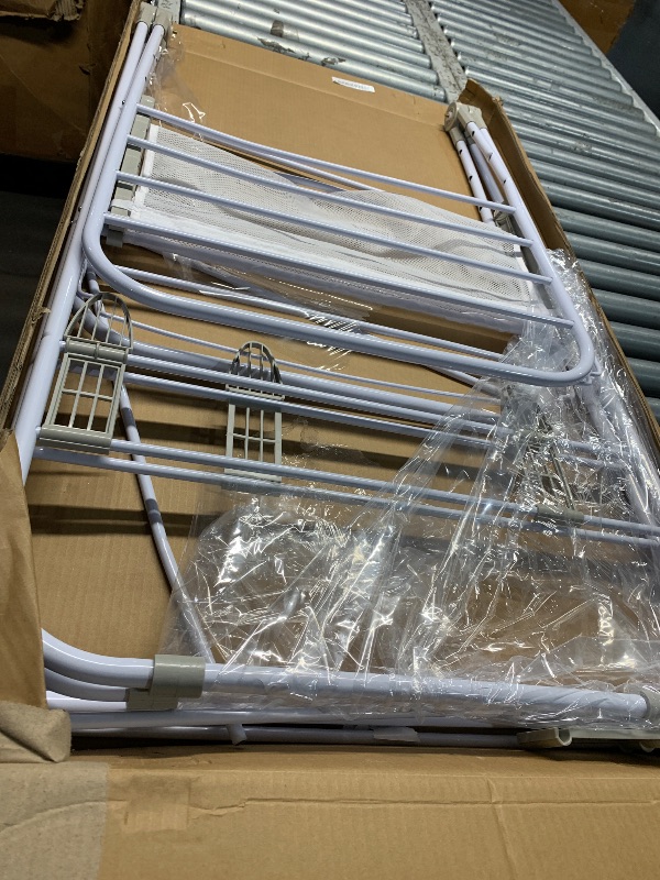Photo 1 of *USED BENT*Honey-Can-Do Heavy-Duty Foldable Laundry Drying Rack – Portable Shoes & Clothes Rack for Indoor & Outdoor Use, Space-Saving Design, Easy to Fold Gullwing Design, Sturdy Metal, 50lb. Capacity, White