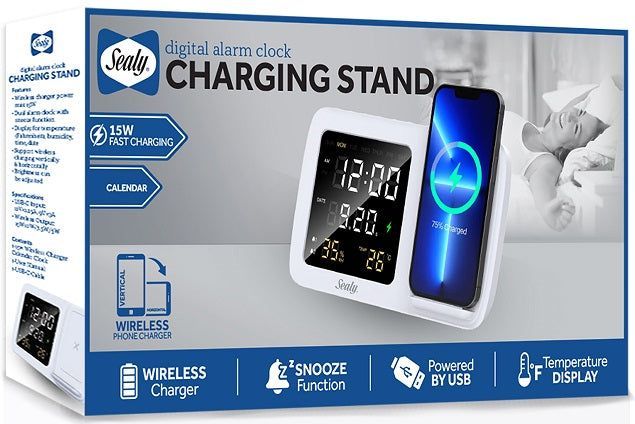 Photo 1 of **PARTS ONLY** **NONFUNCTIONAL** Sealy Digital Alarm Clock with Wireless Charger