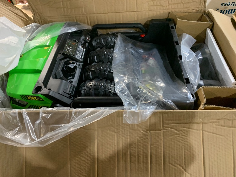 Photo 1 of **FOR PARTS ONLY**
Gravee 24V 4WD Electric Ride On Dump Truck with Remote Control, 2-Seater Kids Ride On Car for Ages 3+, All-Terrain Toy Truck w/Dump Bed, Bluetooth & LED Lights, Birthday Gift ** Missing bolts to put together and parent remote **