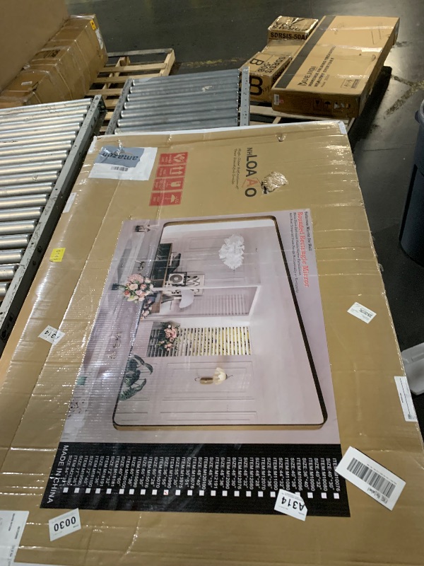 Photo 1 of ***PARTIAL SET - PRICE ADJUSTED***
LOAAO 48”X30” Gold Bathroom Mirror, Rounded Rectangle Gold Frame Mirror, Brushed Gold Bathroom Vanity Mirror Wall-Mounted, Anti-Rust, Tempered Glass, Hangs Horizontally or Vertically