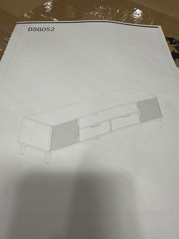 Photo 1 of ***STOCK PHOTO FOR REFERENCE ONLY*** POVISON Full Assembled Mid-Century Modern TV Stand with Slatted Doors, Wood Media Console for 65-75 Inch TV, TV Console with Tall-cast Metal Legs, Entertainment Center with Storage for Living Room