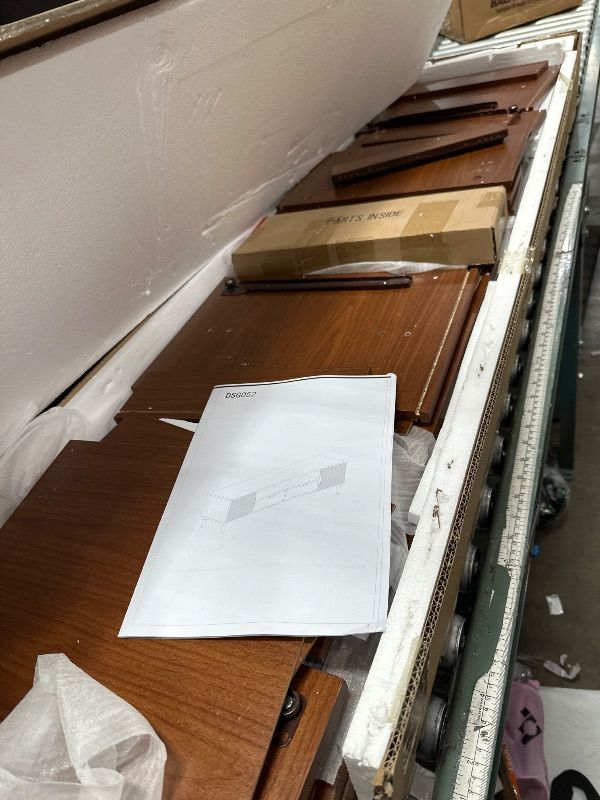 Photo 1 of ***STOCK PHOTO FOR REFERENCE ONLY*** POVISON Full Assembled Mid-Century Modern TV Stand with Slatted Doors, Wood Media Console for 65-75 Inch TV, TV Console with Tall-cast Metal Legs, Entertainment Center with Storage for Living Room