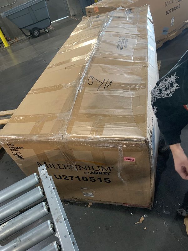 Photo 1 of ***TRUCK/TRAILER PICKUP ONLY***  Signature Design by Ashley Boyington Contemporary Leather Match Power Reclining Sofa with USB Charging Ports, LED Lights and Adjustable Headrest, Light Gray