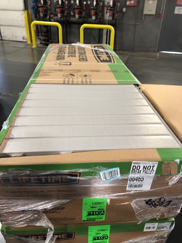 Photo 1 of **TRAILER PICK UP ONLY**Lifetime Outdoor Storage Shed, 15x8 Ft, Desert Sand, Resin Backyard Tool Shed with Lockable Doors and UV-Protected Panels