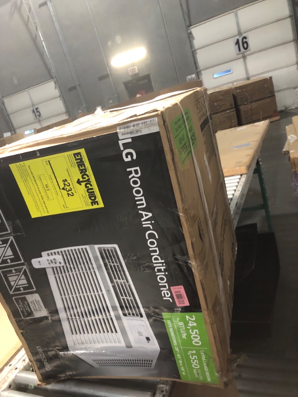Photo 1 of ***FACTORY SEALED*** CAN'T TEST***LG 24,500 BTU Window Air Conditioner, 230V, Cools 1,560 Sq.Ft. (39' x 40' Room Size), Quiet Operation, Electronic Control with Remote, 3 Cooling & Fan Speeds, Auto Restart, White