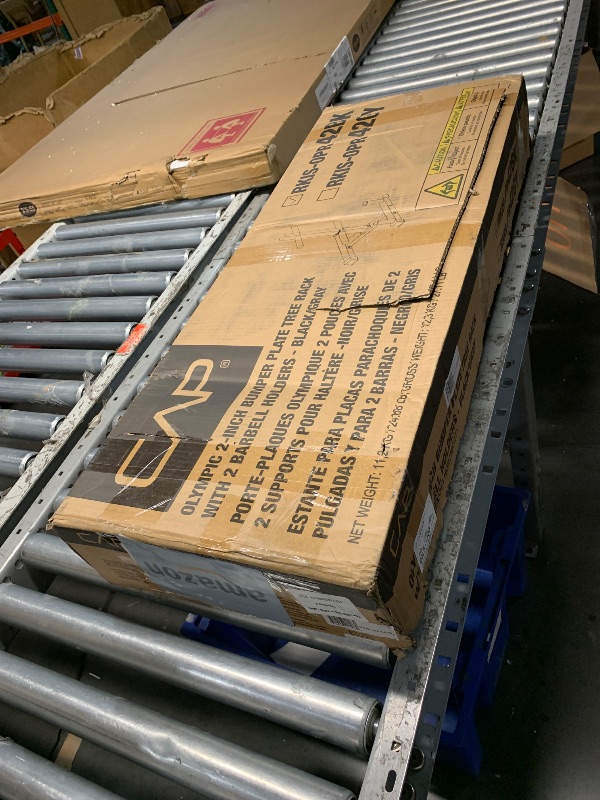 Photo 1 of CAP Barbell 160 lb Economy Olympic Plate Set with Compact Plate Rack & Barbell Storage | 4 Weight Posts + 2 Barbell Holders