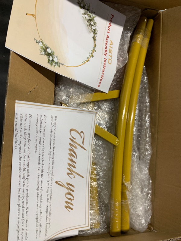 Photo 1 of ***MISSING PARTS*** Round Backdrop Stand 7.2FT Arch Balloon Golden Metal Circle Garland Frame with Base for Wedding Arches Birthday Party Baby Shower Graduation Decoratio