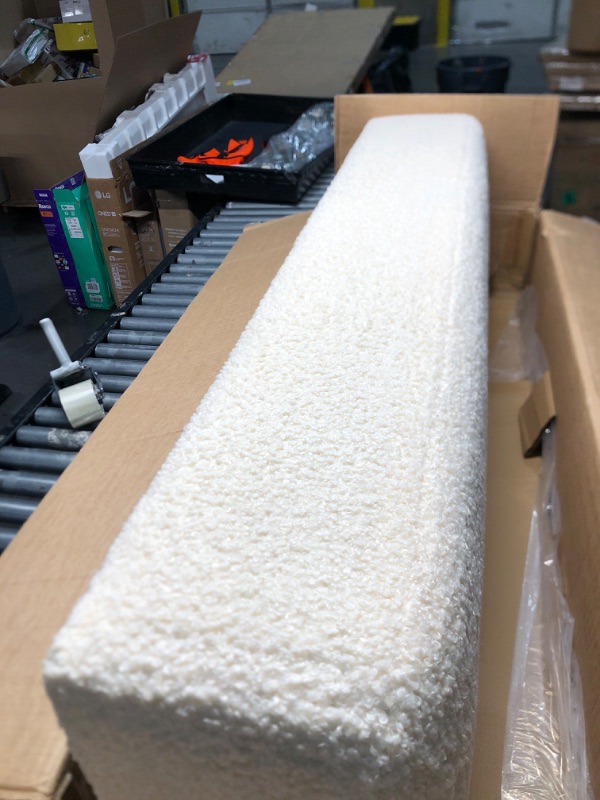 Photo 2 of Christopher Knight Home Boucle Ottoman, Rectangular Ottoman Bench, Foot Rest Bench, 60.25" Long Side Stool, Soft Seating, Upholstered Foot Stool for Living Room, Entryway and Bed Room, 250lbs Gray