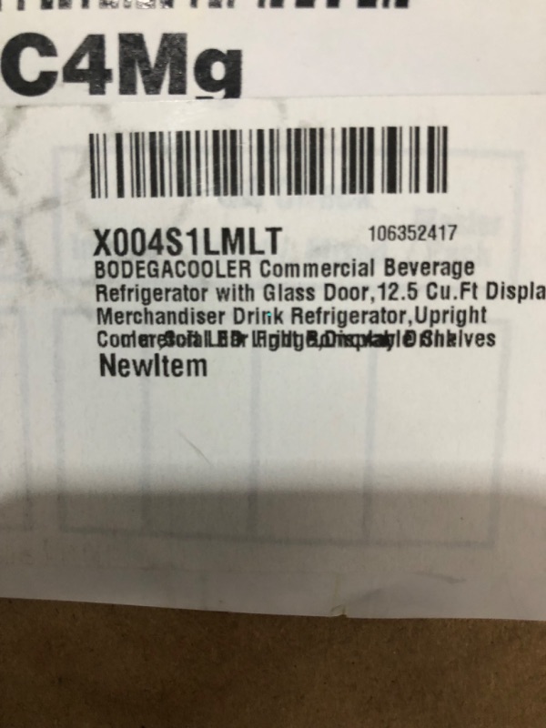 Photo 1 of ****STOCK PHOTO REFRENCE ONLY***BODEGACOOLER Commercial Beverage Refrigerator with Glass Door,12.5 Cu.Ft Commercial Drink Refrigerator,Upright Large Display Merchandiser Beverage Bar Cooler with Soft LED Light,Adjustable Shelves